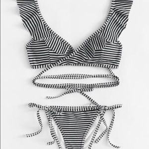 Ruffle Striped Bikini Set
